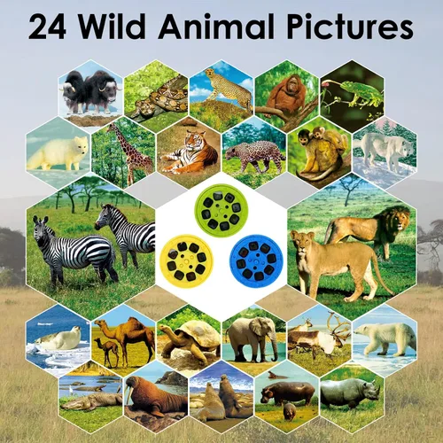 Vista 8 de Pup Go Linterna proyector de animales para niños a partir de 3 años, 3 discos 24 imágenes, juguetes de animales de safari para niños y niñas