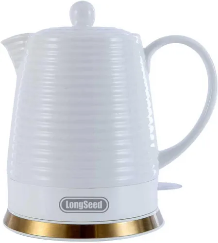 Vista 9 de Hervidor eléctrico de cerámica, 1.2L/1000W, apagado automático, sin BPA, diseño antiquemaduras, rotación de 360 grados, hervidor de té eléctrico