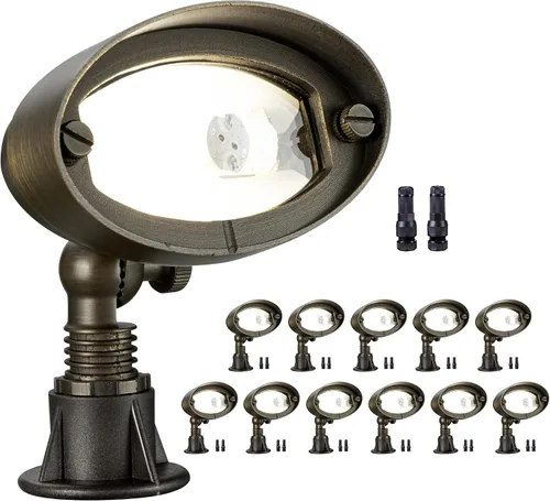 Vista 17 de Gardenreet Luz de Inundación de Latón Sólido - Iluminación de Lavado de Pared LED de Bajo Voltaje para Paisaje 12V, Impermeable IP65 para Exterior