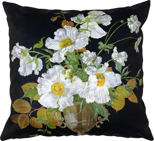 Vista 62 de Funda de cojín floral ligera de lujo, 18 x 18 pulgadas, pintura al óleo retro victoriana de doble cara, fondo negro, flor vibrante, funda de cojín