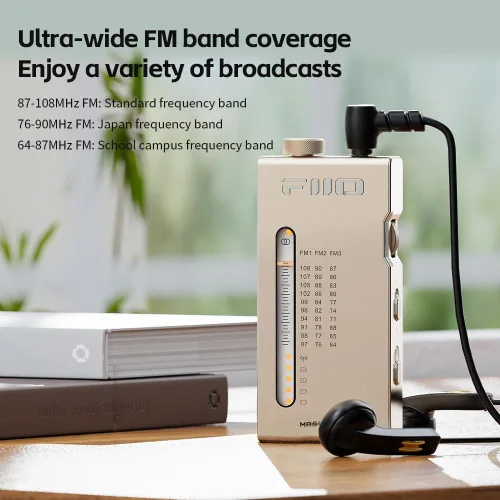 Vista 7 de FiiO RR11 Receptor de radio estéreo portátil HiFi FM con sintonización analógica PVR, efectos de sonido BASS+3D, 64MHz-108MHz