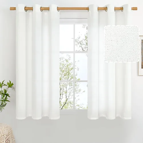 Vista 34 de BGment Cortinas de Lino Beige de 63 Pulgadas de Largo 2 Paneles - Tratamientos para Ventanas con Textura de Arpillera Filtrantes de Luz Cortinas