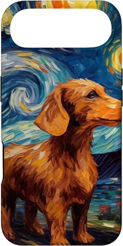Vista 27 de Carcasa para iPhone 16 Dachshund Dog Starry Night Van Gogh Dachshund