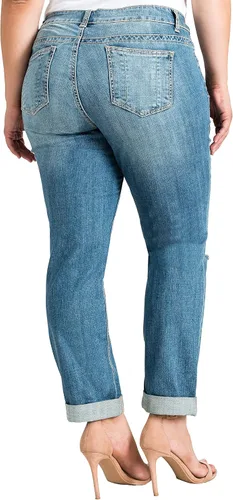 Vista 2 de Standards & Practices Pantalones de mezclilla elásticos para mujer de talla grande, Azul