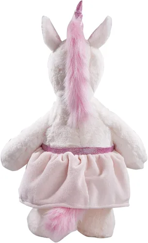 Vista 4 de DILLY DUDU Unicornio de peluche blanco y rosa de 17 pulgadas