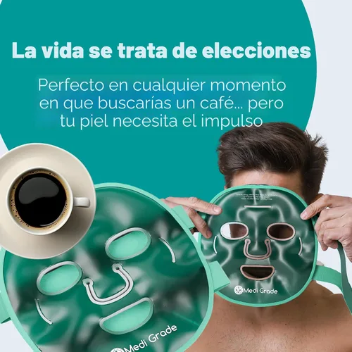 Vista 9 de Medi Grade Máscara facial de hielo refrescante y máscara de ojos refrescante para ojos hinchados y alivio de la migraña. Paquete de hielo facial