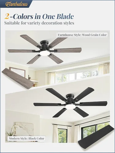 Vista 9 de Fanbulous Ventilador de techo empotrado de 52 pulgadas con luces regulables Negro