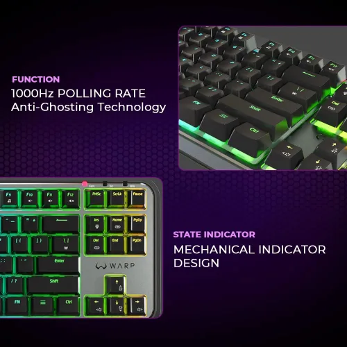 Vista 7 de WIZMAX WK3 TKL 80 Wireless Mechanical Gaming Keyboard Triple Mode BT5024GUSB-C Hot Swappable Mechanical Keyboard 87 Keys Wireless Bluetooth Keyboard