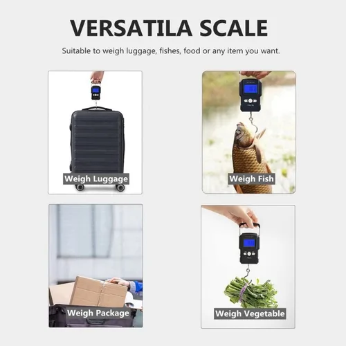 Vista 6 de NUTRI FIT Báscula de equipaje digital para maleta, báscula portátil para viajes, báscula de peso de pescado de mano con gancho para pesca, 110