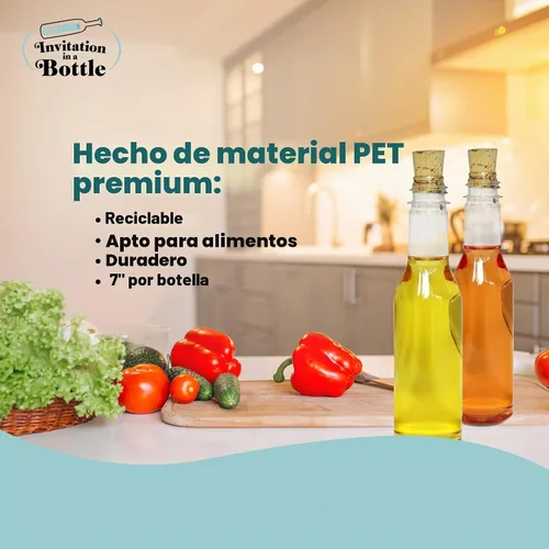 Vista 5 de Invitación en una botella, botellas de plástico y corchos para invitaciones de mensajes de botella, anuncios, manualidades, recuerdos de fiesta