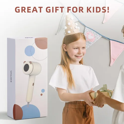 Vista 6 de YALICE Secador de pelo para niños, secador de pelo pequeño de viaje para niños, mini secador iónico silencioso para niños con enchufe de seguridad