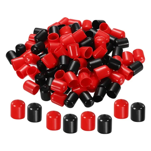 Vista 50 de MECCANIXITY 50 unids tapas de goma Surtido de 0.079 in PVC vinilo tornillo rosca protector para tornillo tornillo negro rojo