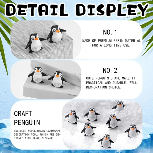 Vista 4 de JellyArch 30 piezas de figuras de pingüino en miniatura Figuras de pingüino de resina al por mayor 2.2 cm de adorno para pastel Mini juguetes Animal