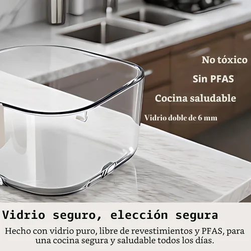 Vista 2 de Freidora de aire de vidrio ClearView 4.2QT 8 en 1 no tóxica, beige