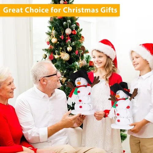 Vista 6 de Muñeco de nieve navideño bailando Papá Noel cantando y bailando, juguetes de peluche animados, 6 canciones navideñas en inglés