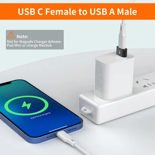 Vista 3 de JXMOX Adaptador USB C hembra a USB macho, paquete de 4 unidades, convertidor de cable de carga tipo C a USB A para Apple Watch Ultra iWatch 8 SE