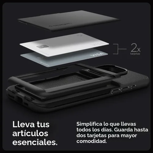 Vista 3 de Spigen Slim Armor CS - Funda diseñada para iPhone 15 Pro Max (2023) [protección de grado militar], color negro