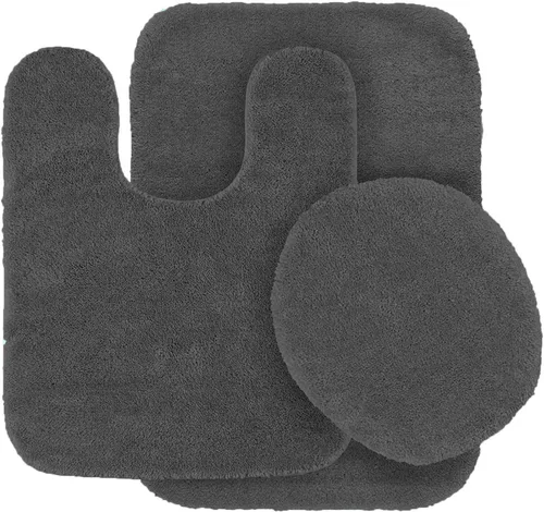 Vista 6 de Kids Zone Home Linen Juego de alfombras de baño de 3 piezas, color azul aguamarina sólido, alfombras de baño, juego de baño, alfombras súper suaves