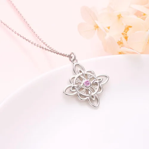 Vista 5 de FLYOW Collar de plata de ley 925 con circonita cúbica para el mes de nacimiento para mujer, regalo de cumpleaños