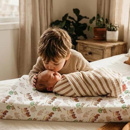 Vista 2 de Gllquen Baby Juego de 2 sábanas de moisés, suaves e hipoalergénicas para niños y niñas, ajuste universal para colchón estándar de 32 x 16 pulgadas
