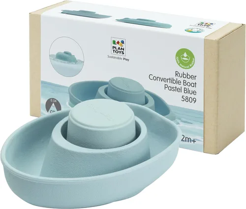 Vista 12 de PlanToys® Juguete de baño de barco de carga para niños pequeños Barco flotante con bloques de carga para jugar en el agua Juguete educativo