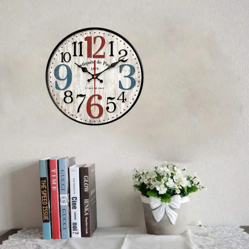 Vista 3 de YeYo Reloj de pared simple de estilo europeo de madera MDF impermeable, decoración artística silenciosa para decoración del hogar, sala de estar