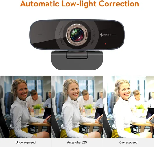 Vista 5 de Cámara web de PC con micrófono, cámara USB 1080p para videollamadas y grabación de videoconferencia/enseñanza en línea/reunión de negocios