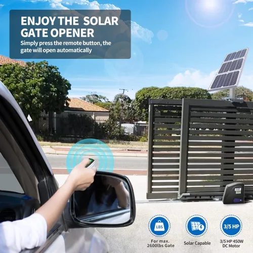 Vista 2 de TOPENS DKR1100ST Abridor de Puerta Corrediza Solar con Transmisión de Cremallera Motor Automático de Puerta para Puertas Deslizantes Pesadas