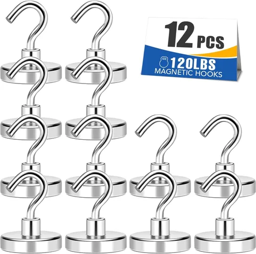 Vista 21 de MIKEDE Ganchos magnéticos negros resistentes de 30 libras imanes fuertes