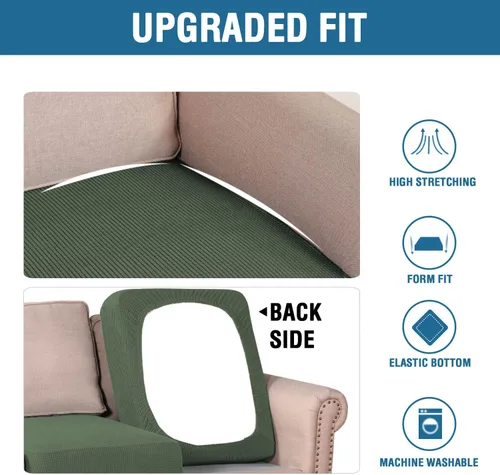 Vista 90 de H.VERSAILTEX - Fundas elásticas para cojín de sofá individual, fundas de asiento para silla de sofá, protector de cojín con tejido jacquard de sarga