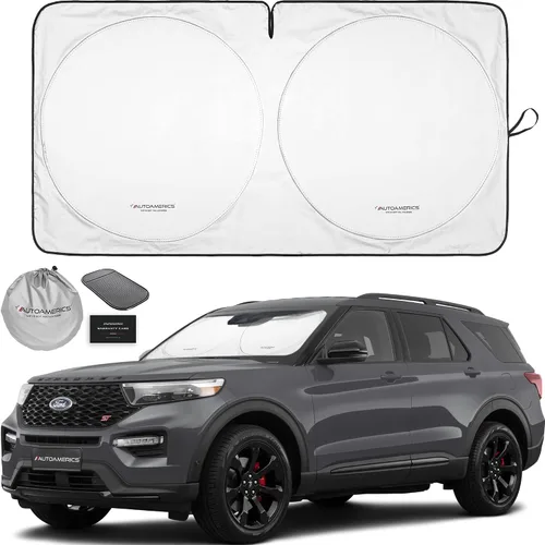 Vista 57 de Parasol de Parabrisas de Una Pieza - Parasol Cromado Líquido Plegable para Ventana Delantera de Auto para Carros SUV Camión - Protector Visor