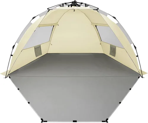 Vista 9 de Oileus - Tienda de campaña de playa XL para 4 personas, tienda de campaña portátil instantánea para playa con bolsa de transporte, estacas, 6 bolsas
