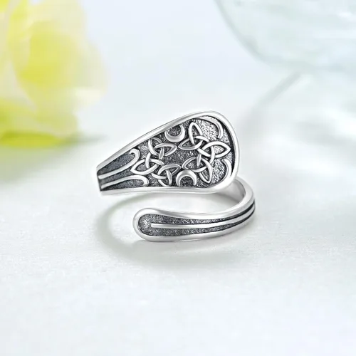 Vista 2 de Feijiesi Open Ring for Women Sterling Silver Thumb Ring Spoon Ring for Women Girls