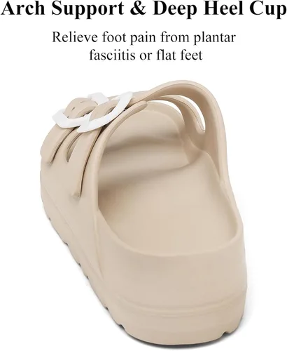 Vista 3 de Sandalias de plataforma para mujer con soporte de arco, hebilla ajustable, sandalias de playa para mujer, cómodas, ligeras, ultraacolchadas