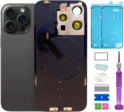 Vista 12 de Reemplazo de vidrio trasero de 14 pulgadas con placa y cable flexible y todas las piezas para iPhone 14 (azul, 6.1 pulgadas) + cinta impermeable +