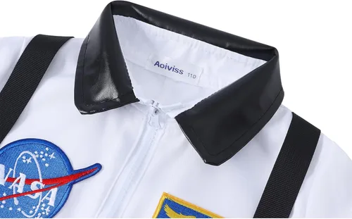 Vista 7 de Aoiviss Disfraz de astronauta para niños, disfraz espacial para niños y niñas, astronauta de la NASA, cosplay, juego de rol