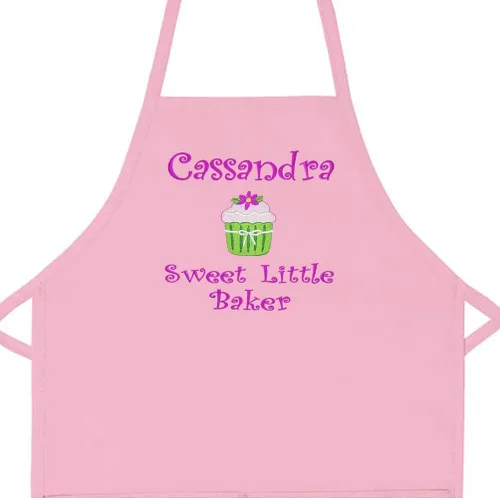 Vista 2 de Delantal bordado personalizado Sweet Little Baker con nombre para niños, tallas para niños pequeños y niños, muy lindo, gran regalo