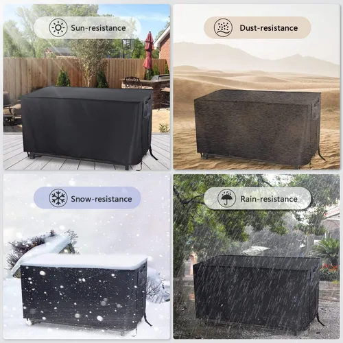 Vista 7 de Cubierta rectangular para fogata, impermeable, para mesa de fuego de gas propano al aire libre, 28 pulgadas de largo x 28 pulgadas de ancho x 24