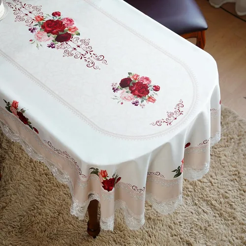 Vista 7 de SUTAVIA Mantel de Mesa Bordado con Encaje, Cubierta de Mesa Rectangular Estilo Granja, Mantel de Macramé Clásico Oblongo con Decoración Floral