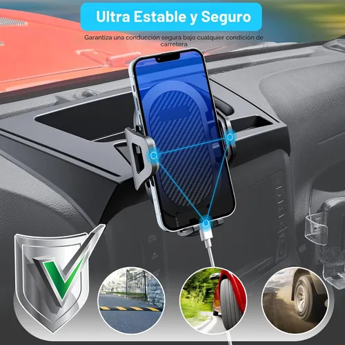 Vista 4 de DIAMOOKY Soporte de teléfono ajustable para Jeep Wrangler JK JKU 2011-2018 Soporte de teléfono multifunción con bandeja de almacenamiento, ajuste