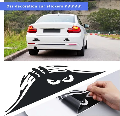 Vista 4 de SING F LTD 6 calcomanías para espejo retrovisor para automóvil, diseño de ojos aterradores de monstruo, calcomanías autoadhesivas para decoración