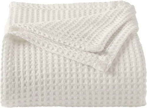 Vista 14 de Manta de cama 100% algodón con tejido waffle Suave, transpirable y ligera para todas las estaciones Perfecta para superponer Colección Brielle