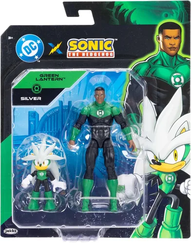 Vista 6 de DC X Sonic The Hedgehog Silver as Green Lantern & Green Lantern 2.5/5 pulgadas Figuras Multipack