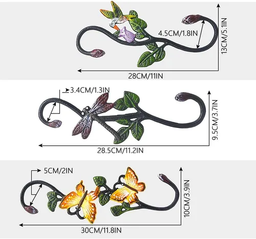 Vista 2 de Ganchos en S resistentes, ganchos grandes para plantas al aire libre, ganchos decorativos de metal para colgar macetas de jardín, cestas de flores