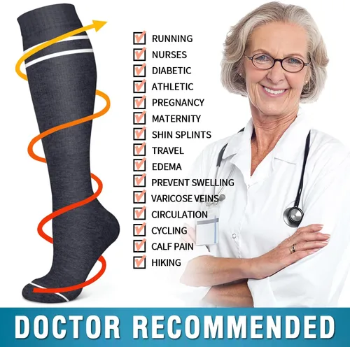 Vista 209 de 6 Pack Copper Compression Socks for Women and Men Circulation-Best Support for Medical, Running,Nursing,Athletic