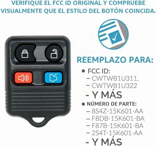 Vista 4 de Keyless2Go - Recambio de llavero de auto con control remoto para entrada sin llave para Ford Escape, Expedition, Explorer, Focus, Fusion, Taurus
