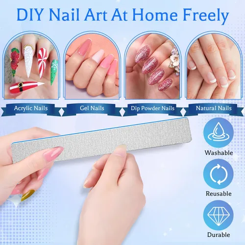 Vista 5 de Lima de uñas de grano 60/60 para uñas acrílicas, limas de uñas súper ásperas, tableros de esmeril para uñas artificiales, uñas postizas, lima