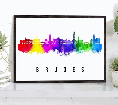 Vista 11 de Póster de Amsterdam Skyline Netherlands, pintura de paisaje urbano e impresión de monumentos, decoración para el hogar, oficina, 12 x 18 pulgadas