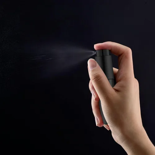 Vista 2 de Lil Ray Botella atomizadora recargable de viaje de 0.3 fl oz, mini pulverizador portátil para colonia (5 negro mate)
