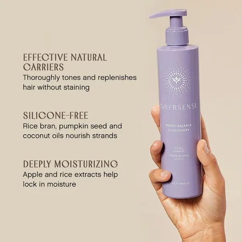 Vista 3 de INNERSENSE Organic Beauty - Acondicionador tonificante morado natural Bright Balance Tonificante, hidratante, para cabello aclarado o gris